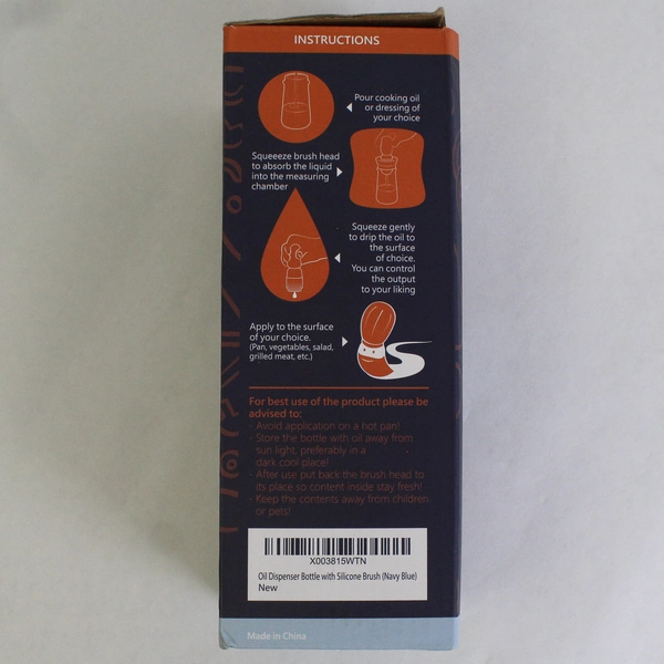 Geisard Oil Dispenser Bottle with Silicone Brush 2 in 1 +1 Blue 180 mL