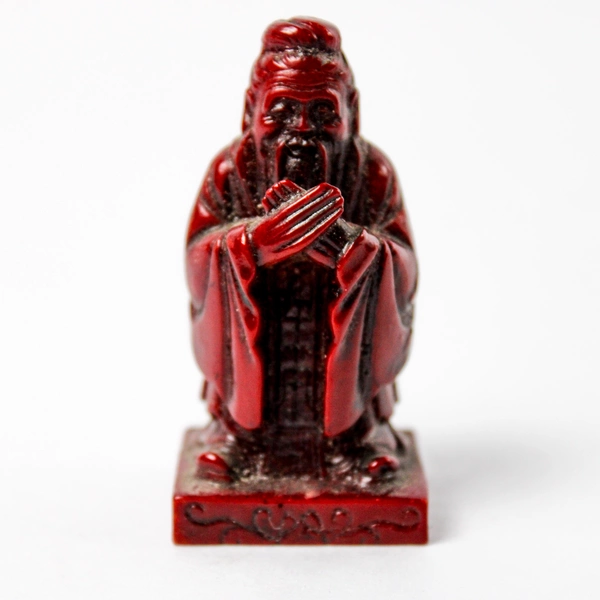 Lot of 2 Chinese Red Resin Deity or Buddha Figurines 2.25 Inch