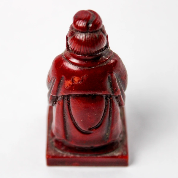 Lot of 2 Chinese Red Resin Deity or Buddha Figurines 2.25 Inch