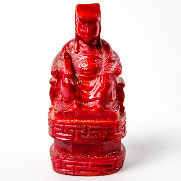 Lot of 2 Chinese Red Resin Deity or Buddha Figurines 2.25 Inch