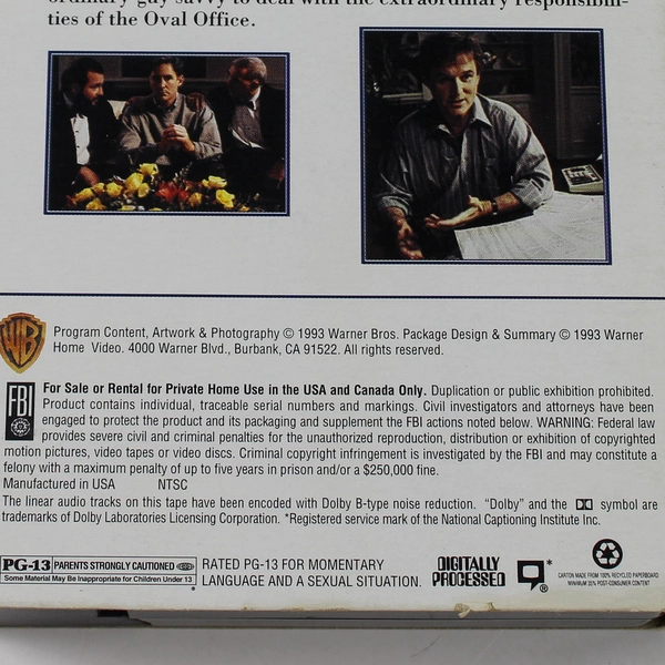 Dave VHS 1993 Warner Bros Kevin Kline Sigourney Weaver