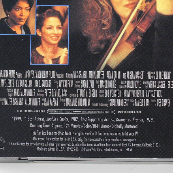 Music of the Heart VHS 2000 MiraMax Home Entertainment Meryl Streep