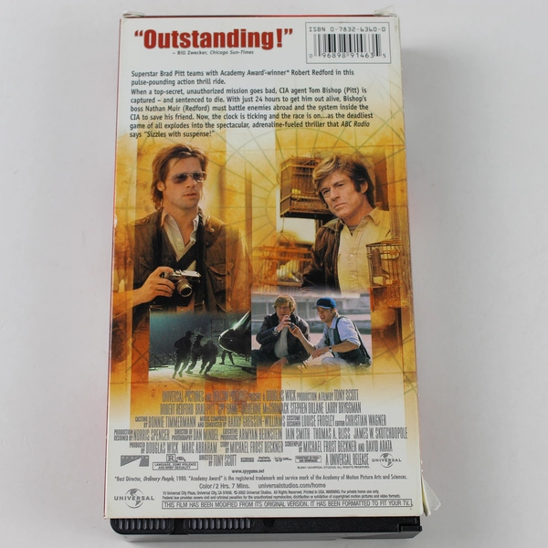 Spy Game VHS 2002 Universal Robert Redford Brad Pitt
