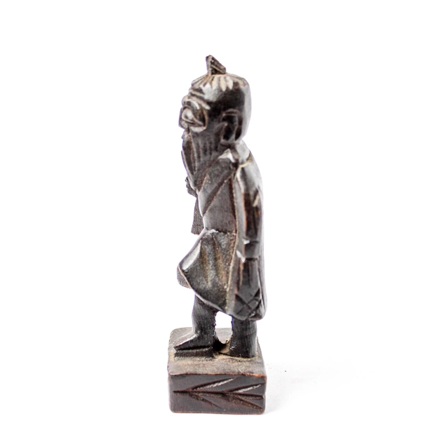 Vintage Hand Carved Dark Wood Asian Man Figurine 4 Inch Missing Staff