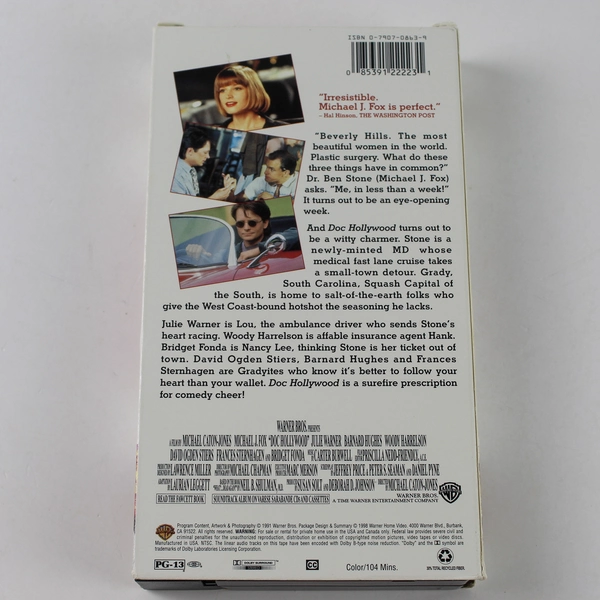 Doc Hollywood VHS 1991 Warner Bros Woody Harrelson Michael J Fox