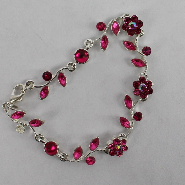 Christina Collection Pink Floral Choker Necklace And Bracelet Set