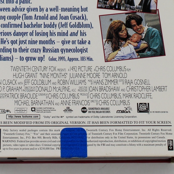 Nine Months VHS 1996 20th Century Fox Video Hugh Grant