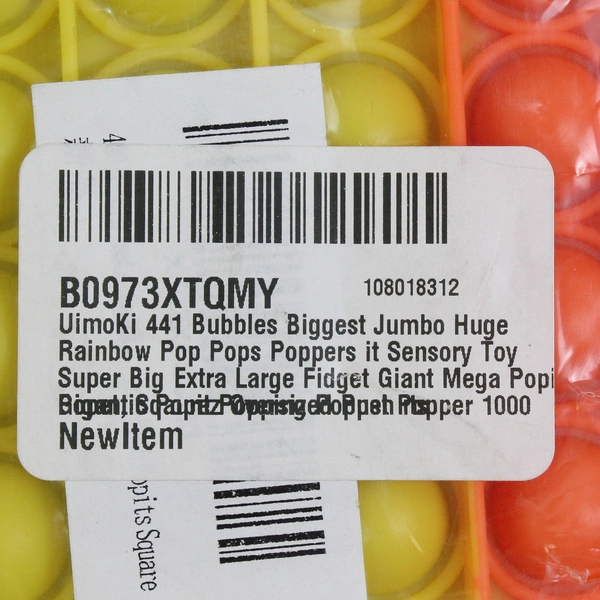 UimoKi 441 Jumbo Sensory Push Pop Mat Silicone Rainbow Fidget Toy 16 x 16 in