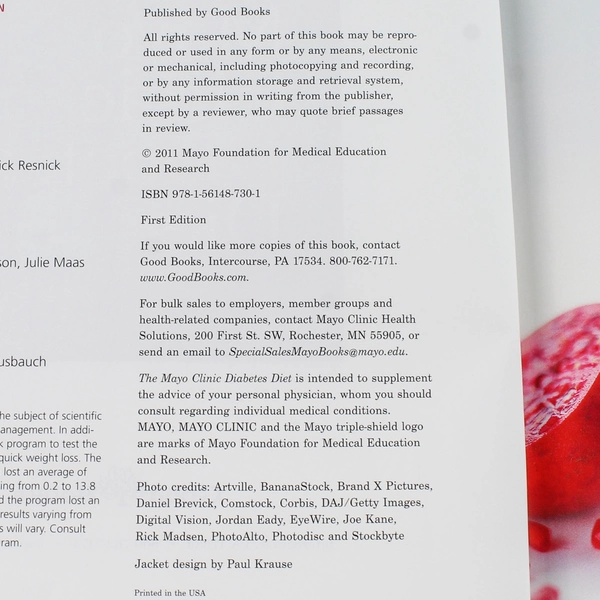 Mayo Clinic Diabetes Diet Book - Pre-Owned, Good Condition, Health Guide