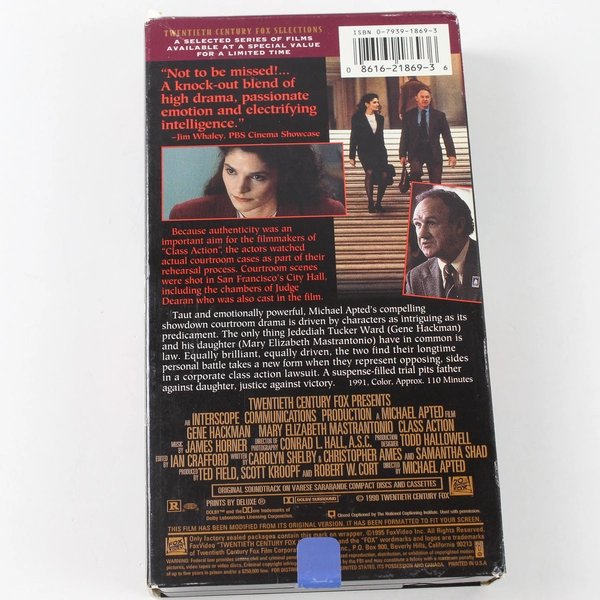 Class Action VHS 1991 Fox Video Gene Hackman Mary Elizabeth Monstrantonio
