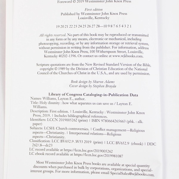 Holy Disunity by Layton E Williams 2019 Paperback 1st Edition