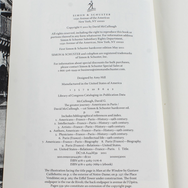 The Greater Journey by David McCullough 2011 Hardcover Book Good Condition