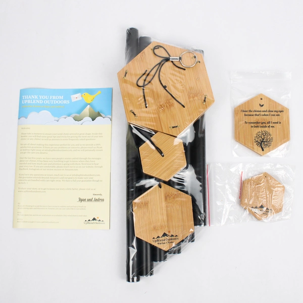 Upblend Outdoors Memorial Wailua Wind Chime, Bamboo Black 29"