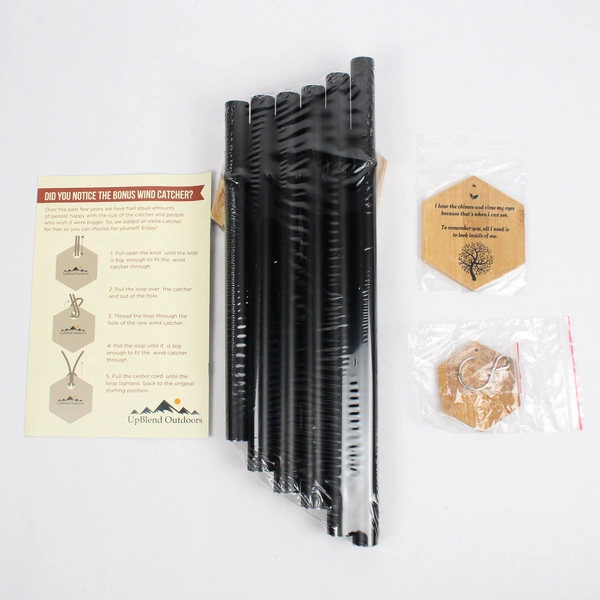 Upblend Outdoors Memorial Wailua Wind Chime, Bamboo Black 29"