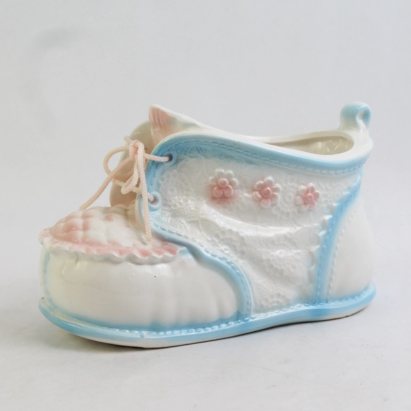 Vintage Ceramic Baby Shoe Planter With The Lace