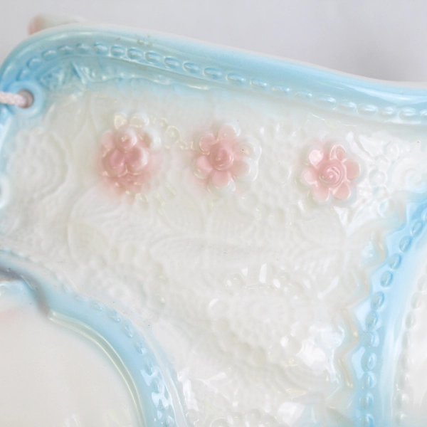 Vintage Ceramic Baby Shoe Planter With The Lace