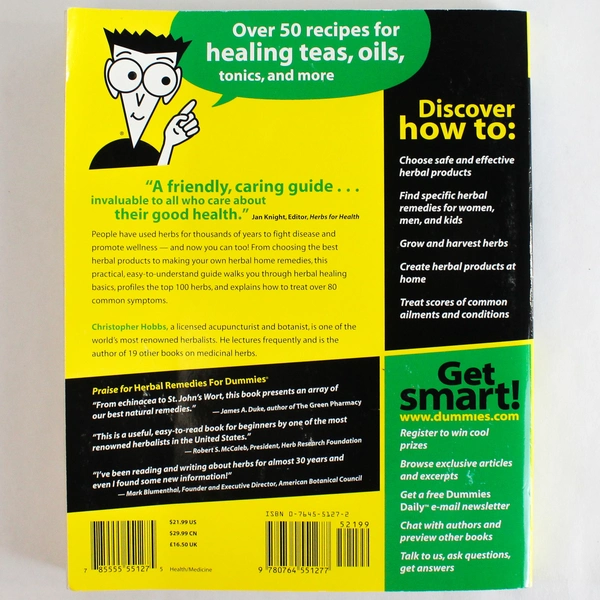 Herbal Remedies for Dummies by Christopher Hobbs (1998 Wiley Publishing PB