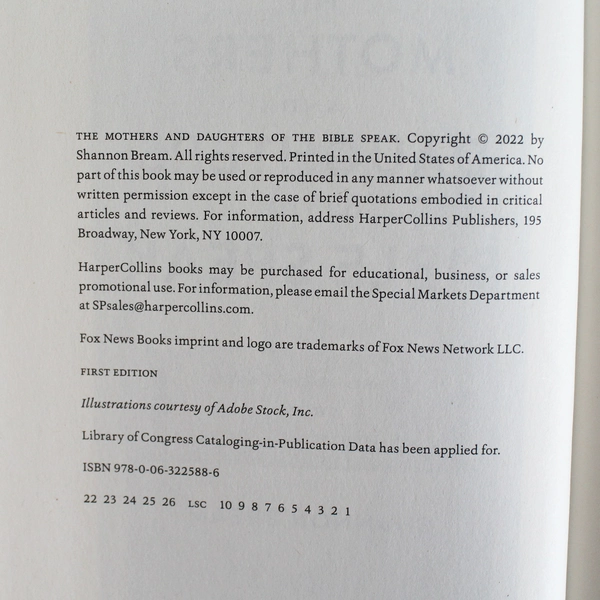 Mothers and Daughters of the Bible Speak Shannon Bream 2022 HarperCollins HC DJ