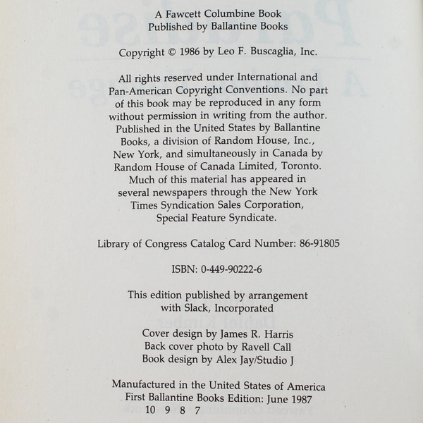 Bus Nine to Paradise by Leo Buscaglia 1987 Paperback - Good Condition
