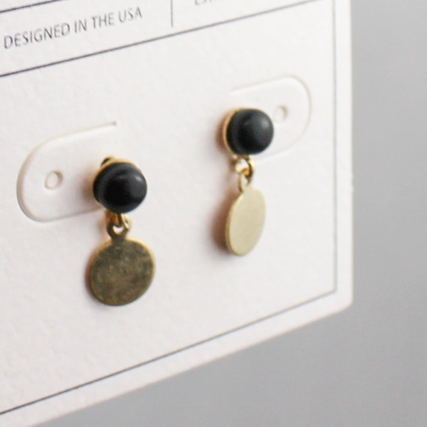 Melrose and Market Women's Dangle Earrings Black Gold Disc Pre-Owned