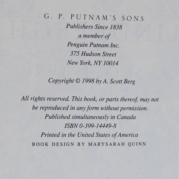 Lindbergh by A Scott Berg A Biography of Charles Lindbergh 1998 Hardcover DJ