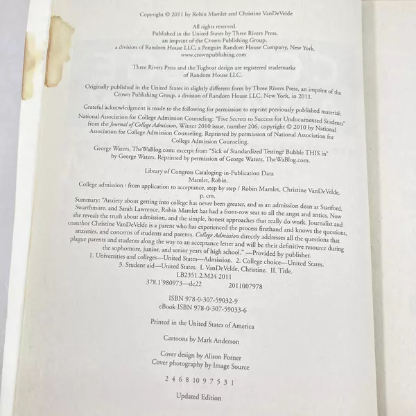 College Admission Step by Step by VanDeVelde & Mamlet - Pre-Owned Book