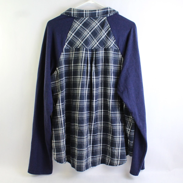 Heyson Women's Purple Blue Plaid Shacket Button Up Size 1XL