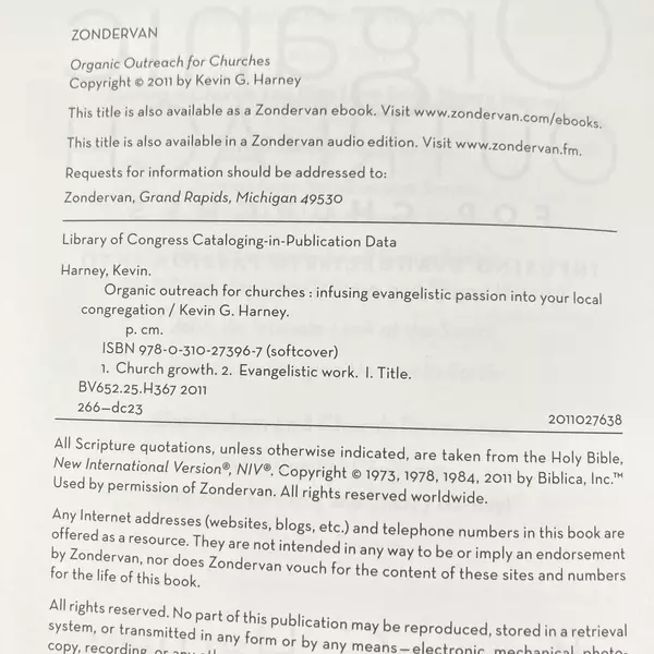 Organic Outreach for Churches by Kevin G. Harney 2011 Paperback Good