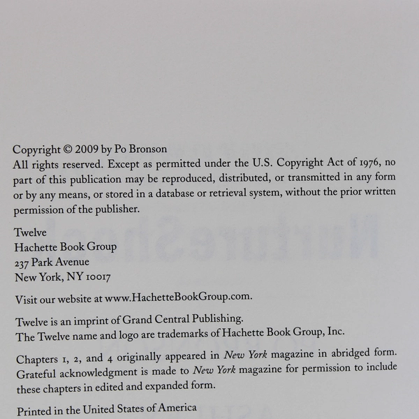 NurtureShock by Po Bronson & Ashley Merryman 2009 1st Edition Hardcover DJ