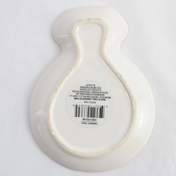 Greenbrier White With Gold Engagement Ring Accent Ceramic Trinket Jewelry Tray