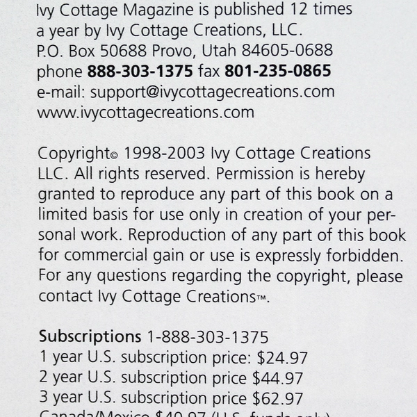Ivy Cottage Scrapbook Magazine June/July 2003 Stamping Techniques