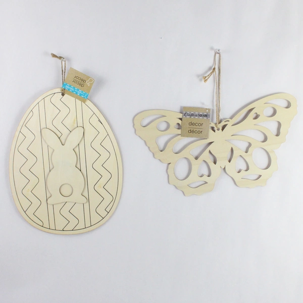 Lot of 2 Crafter's Square Hanging Wooden Decorations for Spring Painting Crafts