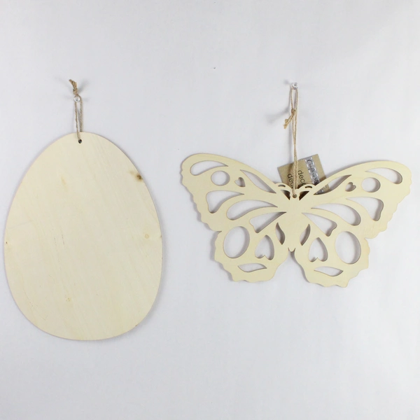 Lot of 2 Crafter's Square Hanging Wooden Decorations for Spring Painting Crafts