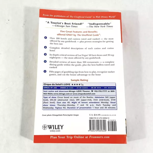 Unofficial Guide to Las Vegas 2008 by Bob Sehlinger Good Condition