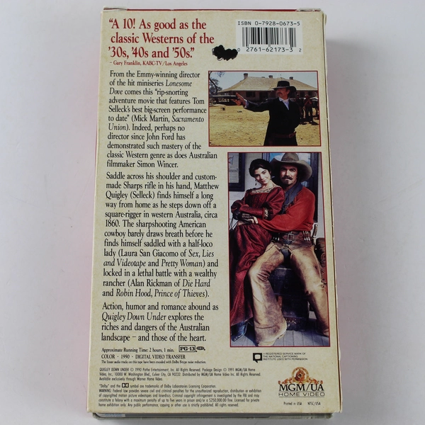 Quigley Down Under VHS 1991 MGM Home Entertainment Tom Selleck