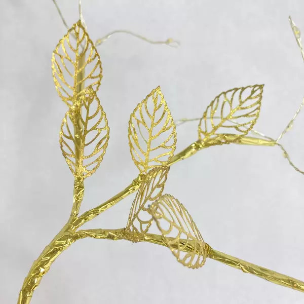 Set Of 2 Artificial LED Tree Lamps Gold Foil USB Powered