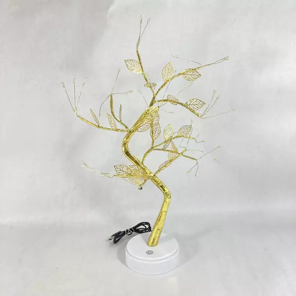 Set Of 2 Artificial LED Tree Lamps Gold Foil USB Powered