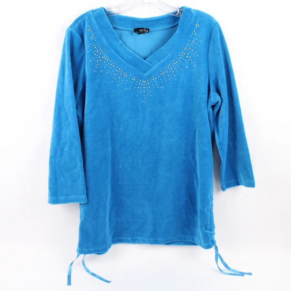 Erika Bedazzled Studded 3/4-Sleeve Top Women's Size Medium