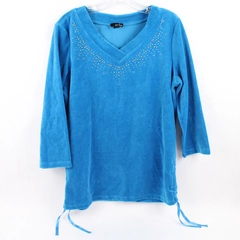 Erika Bedazzled Studded 3/4-Sleeve Top Women's Size Medium