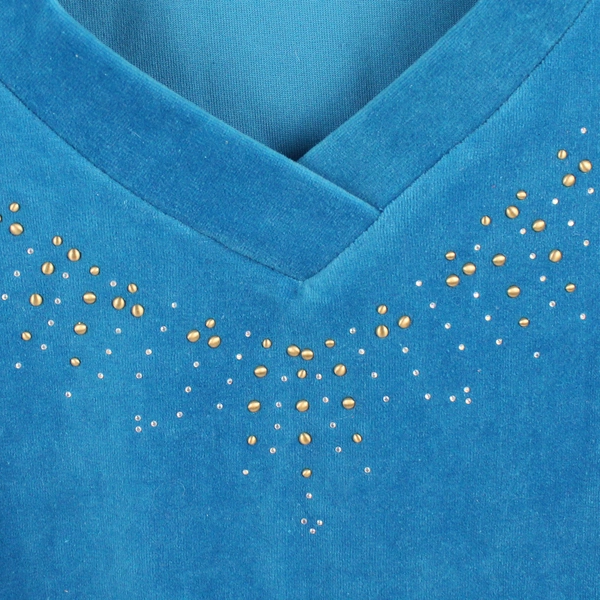 Erika Bedazzled Studded 3/4-Sleeve Top Women's Size Medium