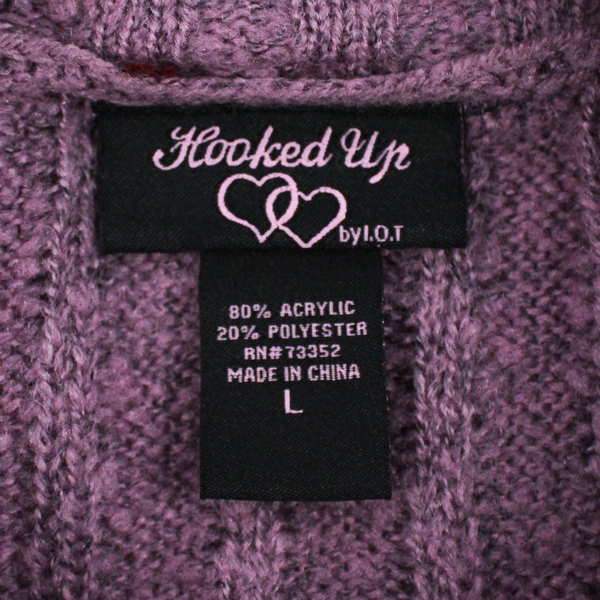 Hooked Up Lavender Purple Cowl Neck Sweater Women's Size Large