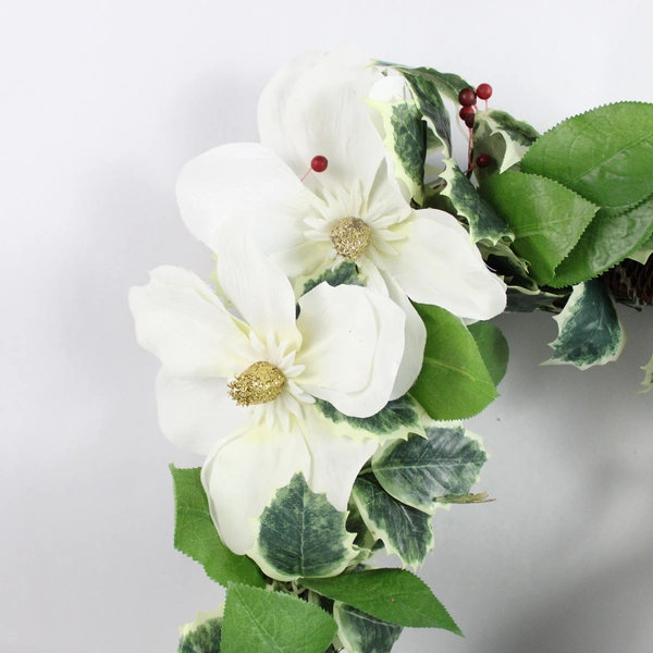 Set of 2 Square-Shaped Artificial Christmas Wreaths Holiday Decor 14" x 14"