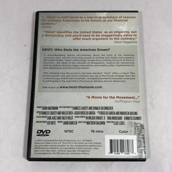 Heist: Who Stole the American Dream DVD - 2013 Documentary, Pre-Owned