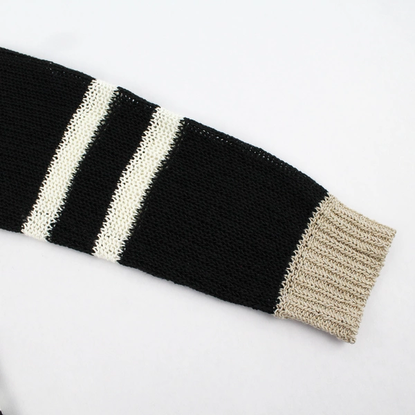 Ann Taylor Loft Black and Beige Open-Knit Sweater Women's Size Petite Large