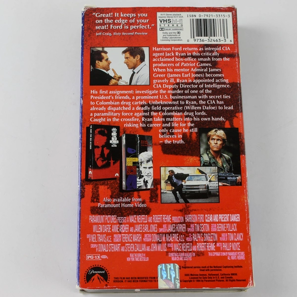 Clear and Present Danger VHS 1994 Harrison Ford