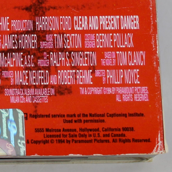 Clear and Present Danger VHS 1994 Harrison Ford
