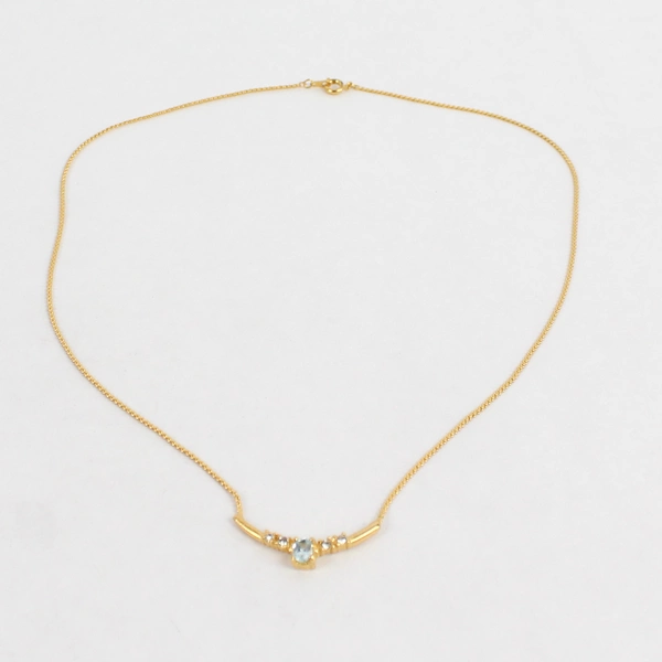 18 Inch Gold-Tone And Topaz Women's Necklace