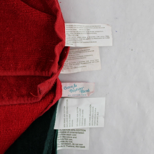 Lot of 5 Red & Green Embroidered Christmas Dishcloths Holiday Kitchen Decor