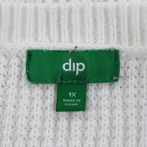 Dip White Waffle Knit Sweater Women's Size 1X