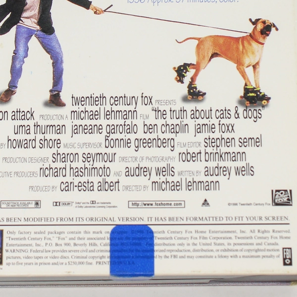 The Truth About Cats and Dogs VHS 1996 Uma Thurman 